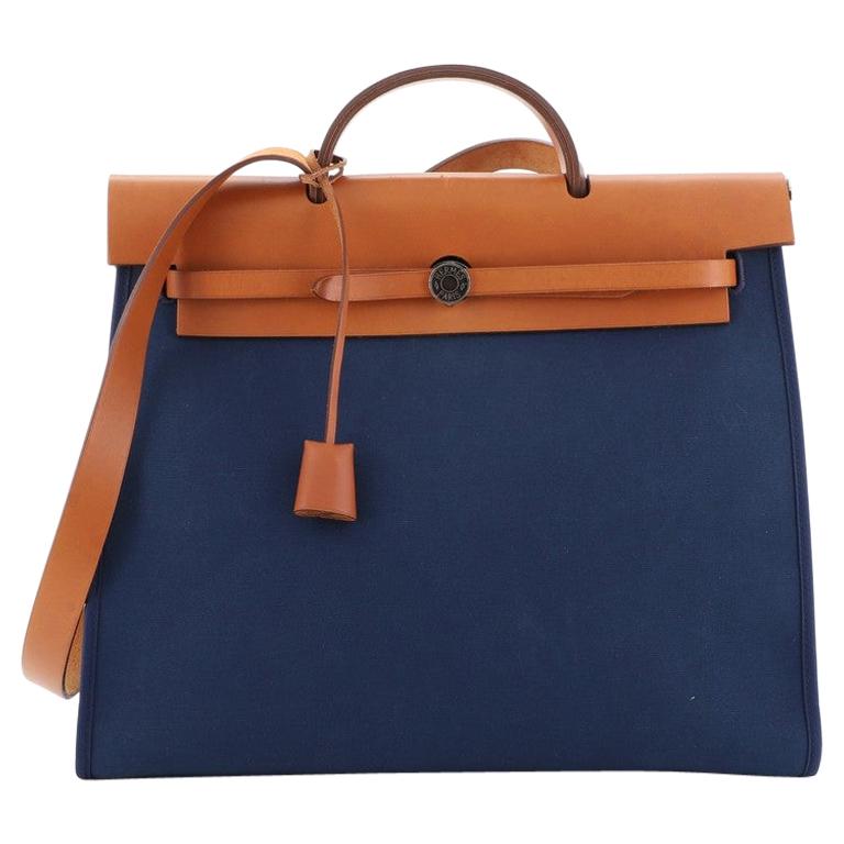 Hermes Herbag Zip Leather And Toile 39 at 1stDibs