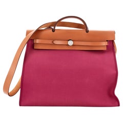 Sac Hermès Herbag à fermeture éclair en cuir et toile 39