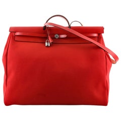 Hermes Herbag Zip Leather and Toile 50
