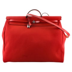 Hermes Herbag Zip Leather and Toile 50