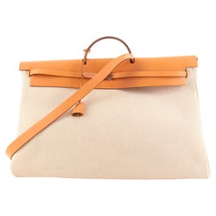 Hermes Herbag Zip Leather and Toile 50