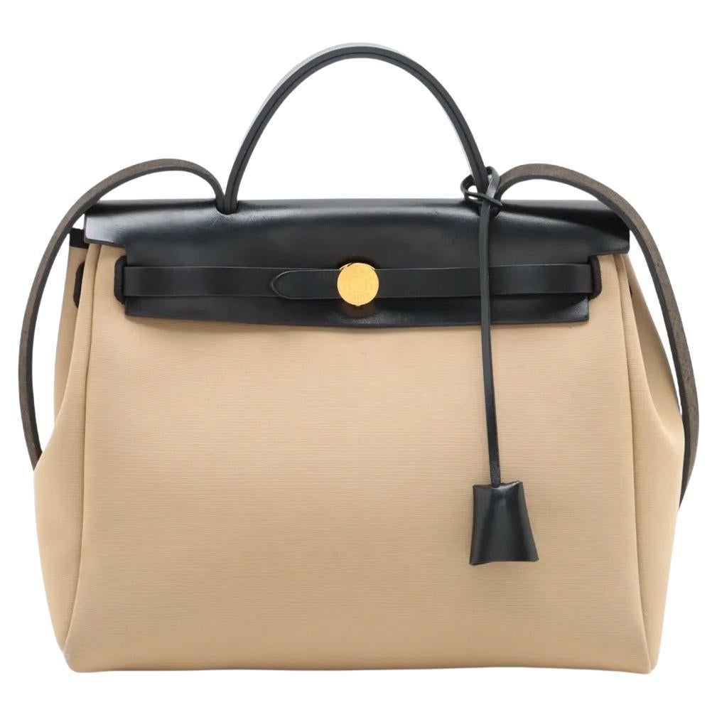 *Hermès Herbag Zip PM Beige x Schwarz im Angebot