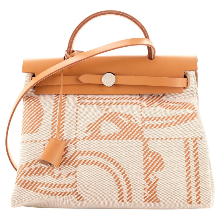 Hermes Herbag Zip Relief Brides de Gala Toile and Leather 31 at