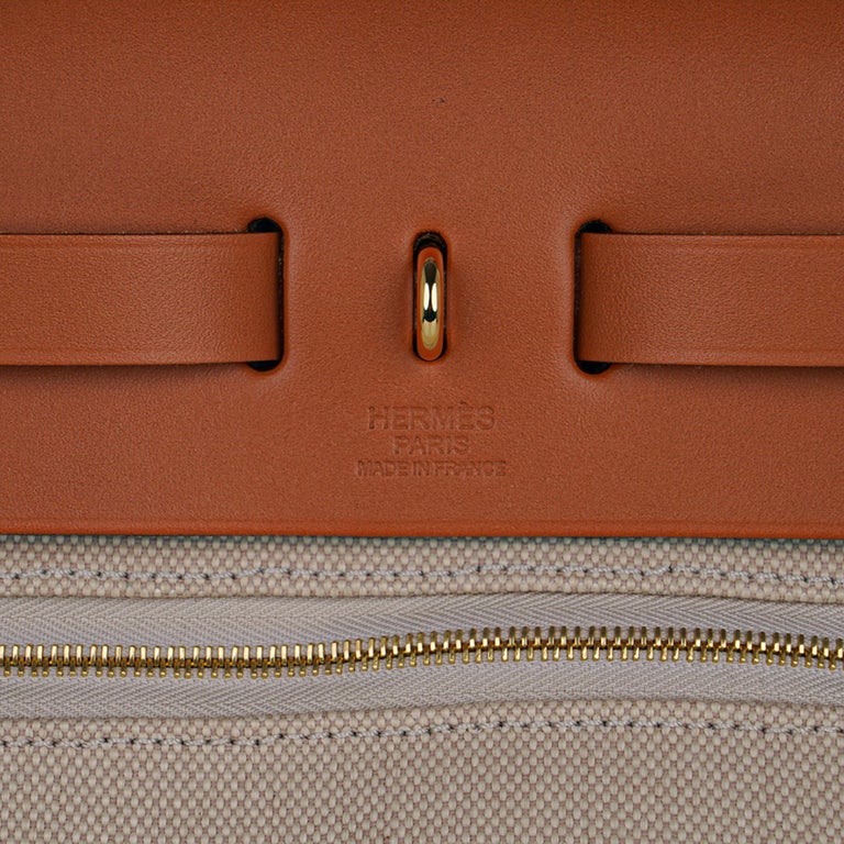 Hermes Herbag Zip 31 Bag Beton Toile Militaire / Natural Sable Leather –  Mightychic