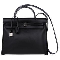 Hermes Herbag Zip Retourne 31 Black Berline / Black Hunter Leather Palladium