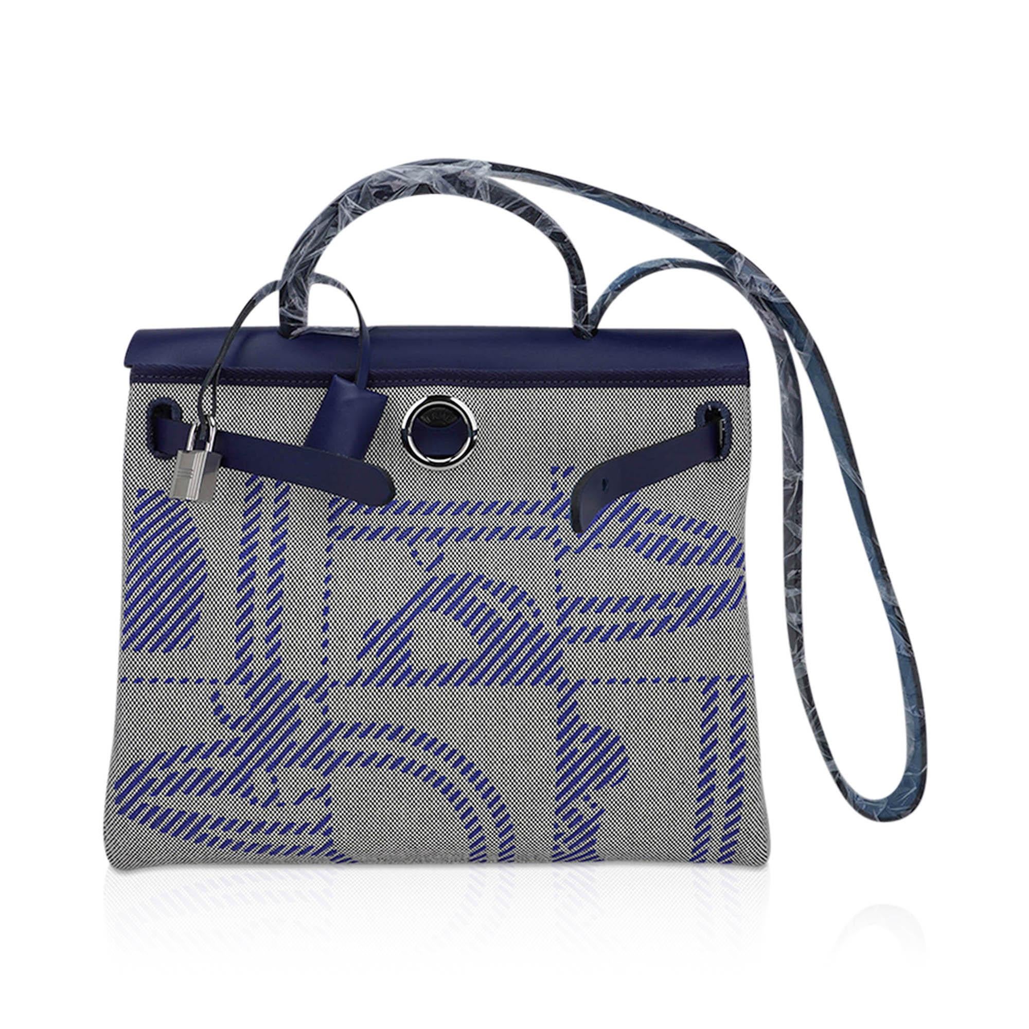 Hermes Herbag Zip Retourne 31 Brides de Gala Toile Blue Sapphire Vache Hunter 2