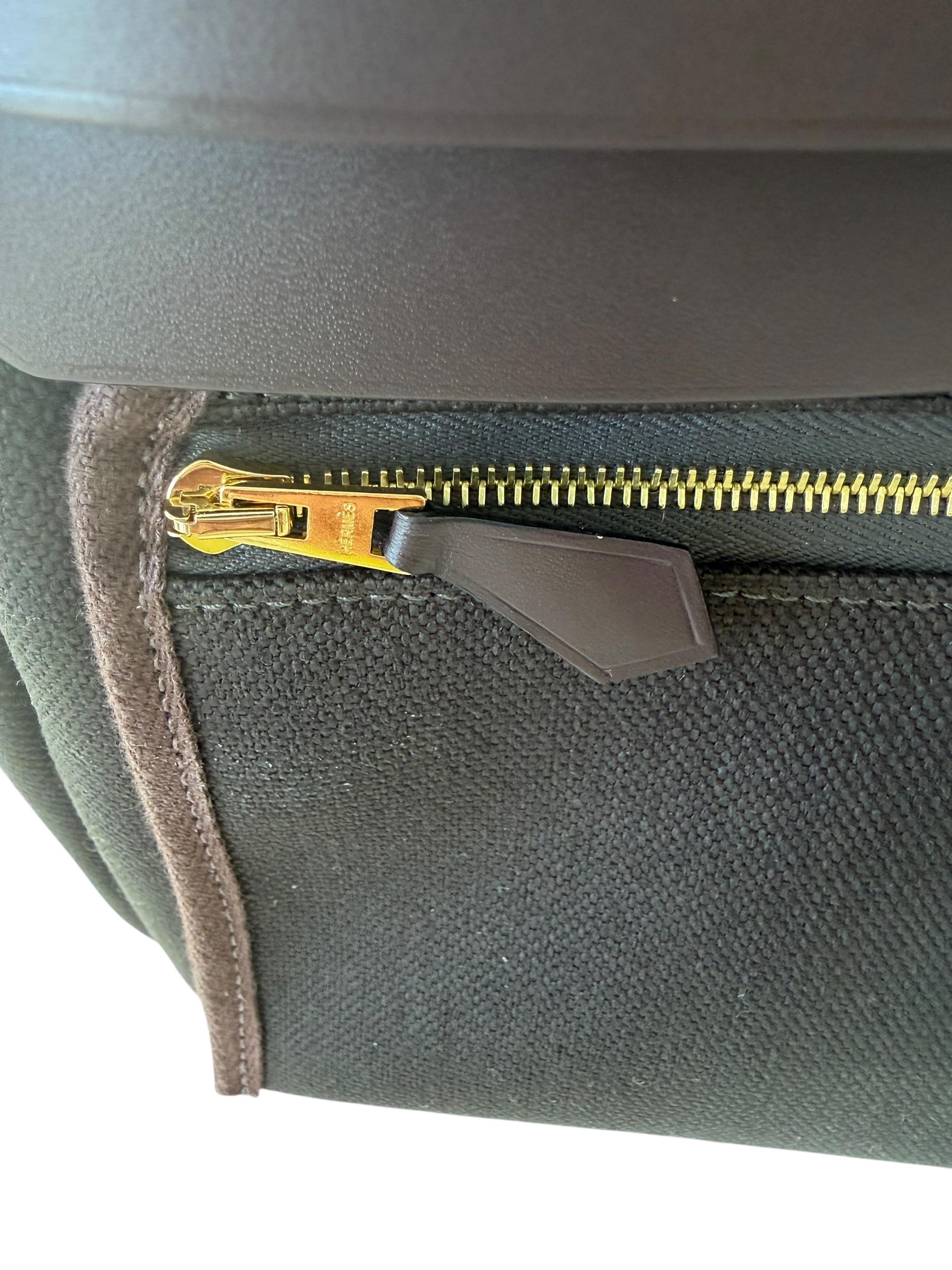 Hermès Herbag Zip Retourne 31 Dunkel Bronze/Ebene Gold Hardware im Angebot 4