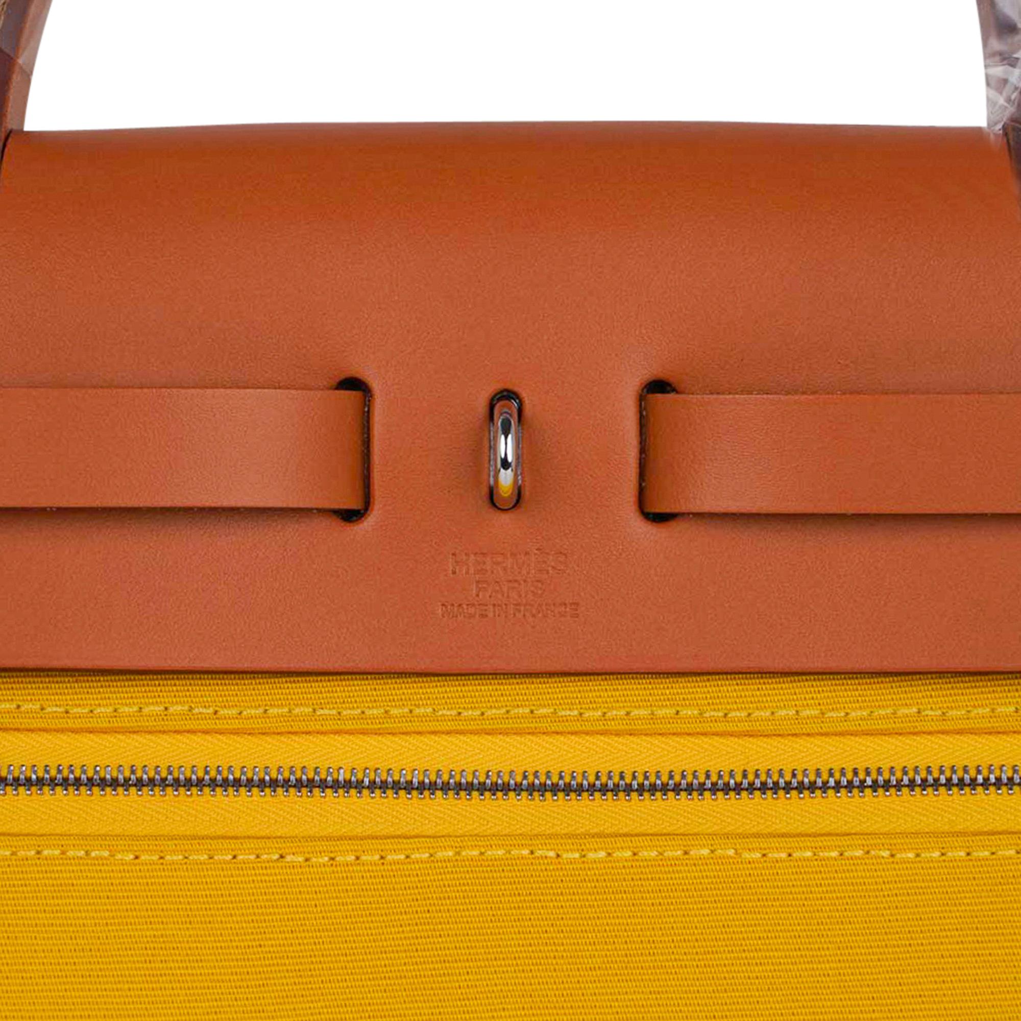 Hermes Herbag Zip Retourne 31 Jaune de Naples Canvas Vache Hunter Palladium 2