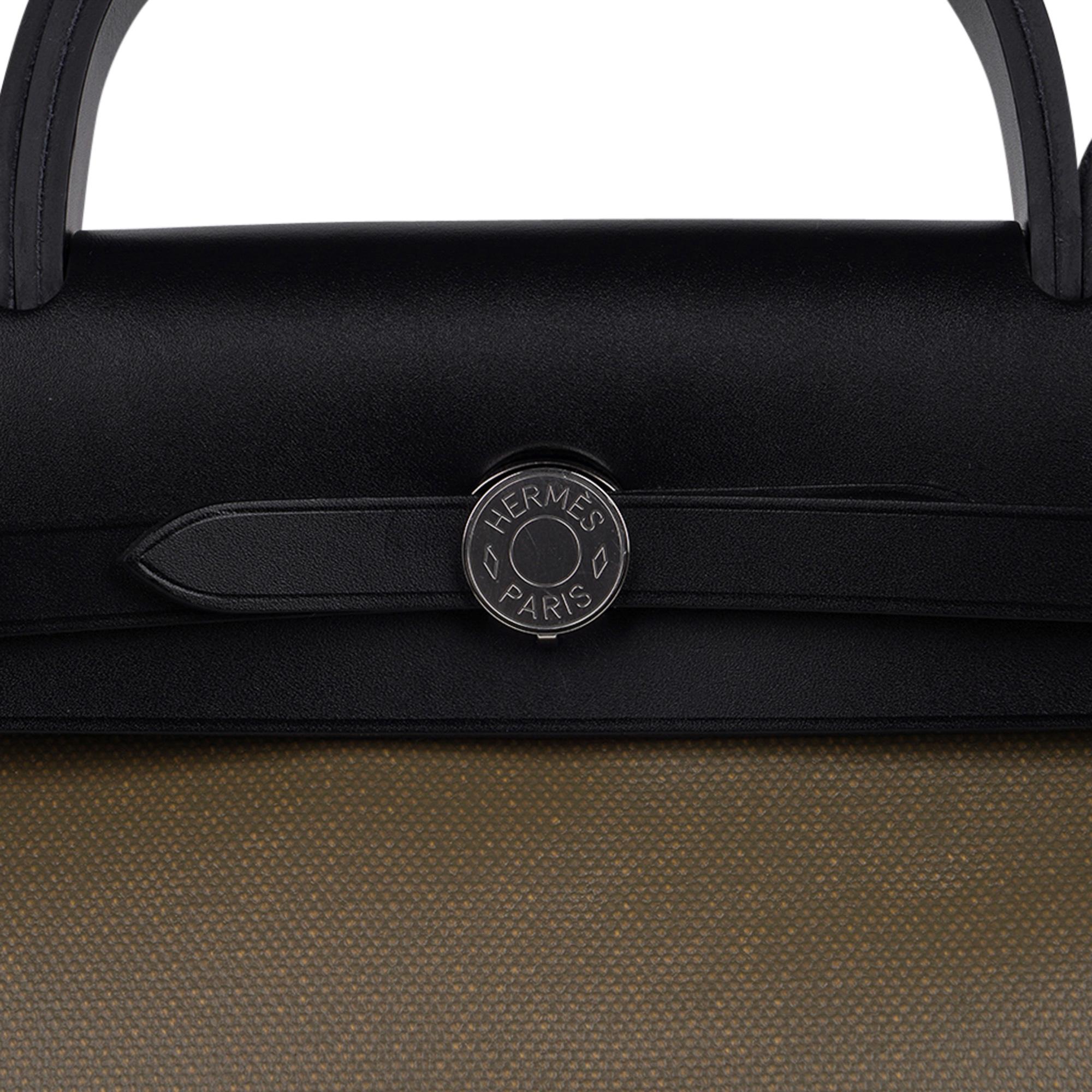 Hermes Herbag Zip Retourne 31 Khaki Berline/ Black Leather Palladium 2