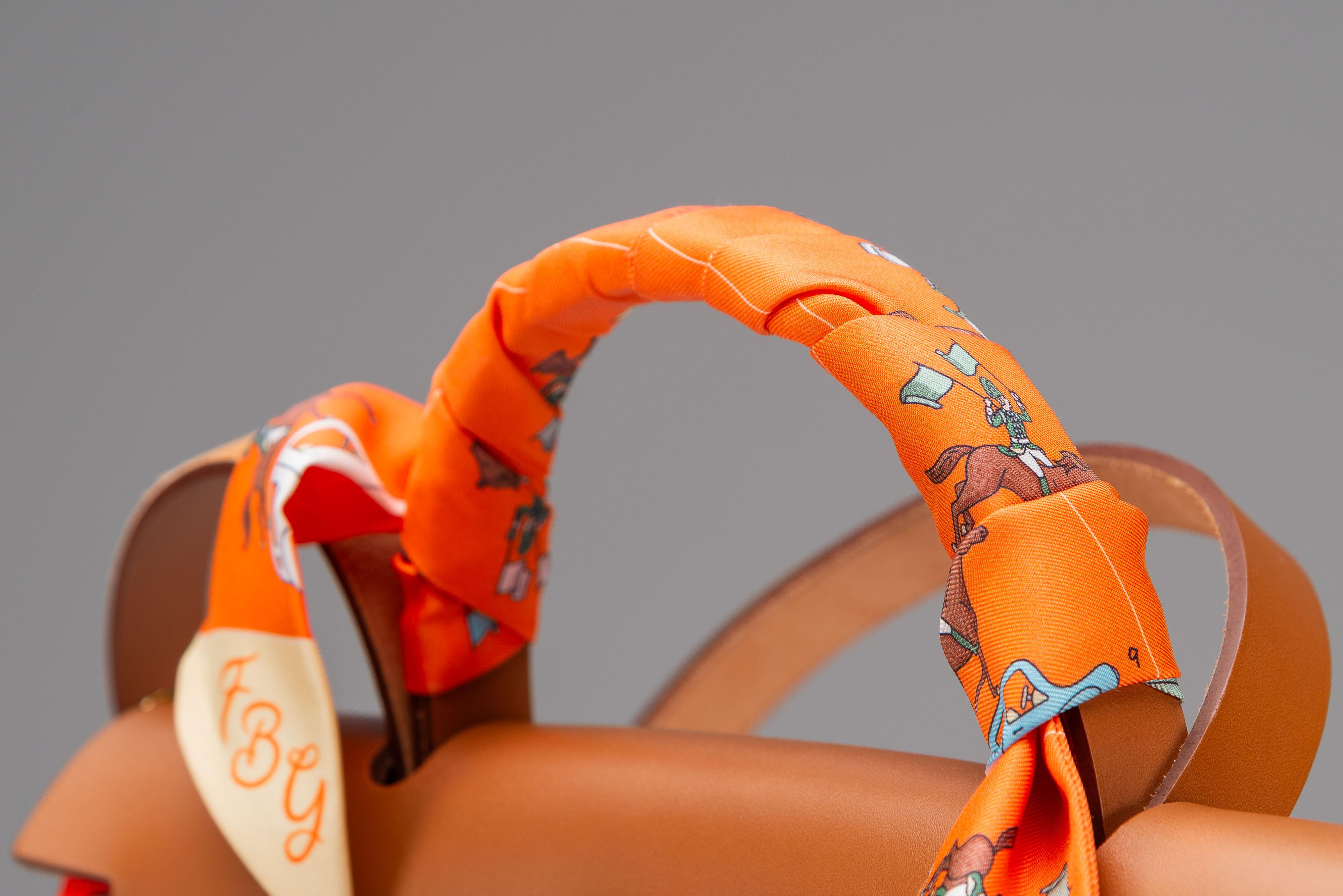 Hermes Herbag Zip Retourne 31 Orange Field/Fauve Gold Hardware For Sale 12