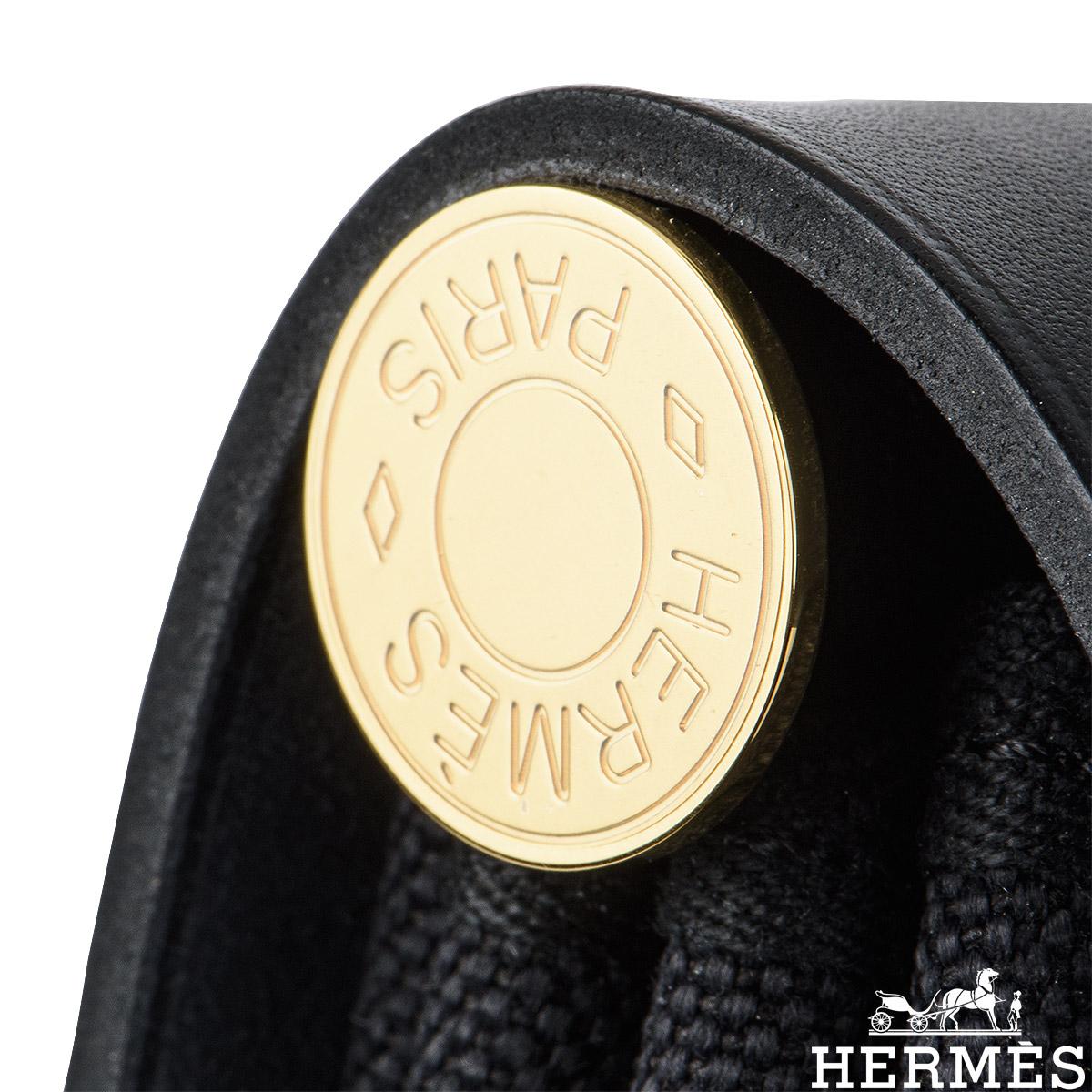 Hermès Herbag Zip Retourne 31 Noir Toile Miltaire/Vache Hunter GHW im Angebot 2