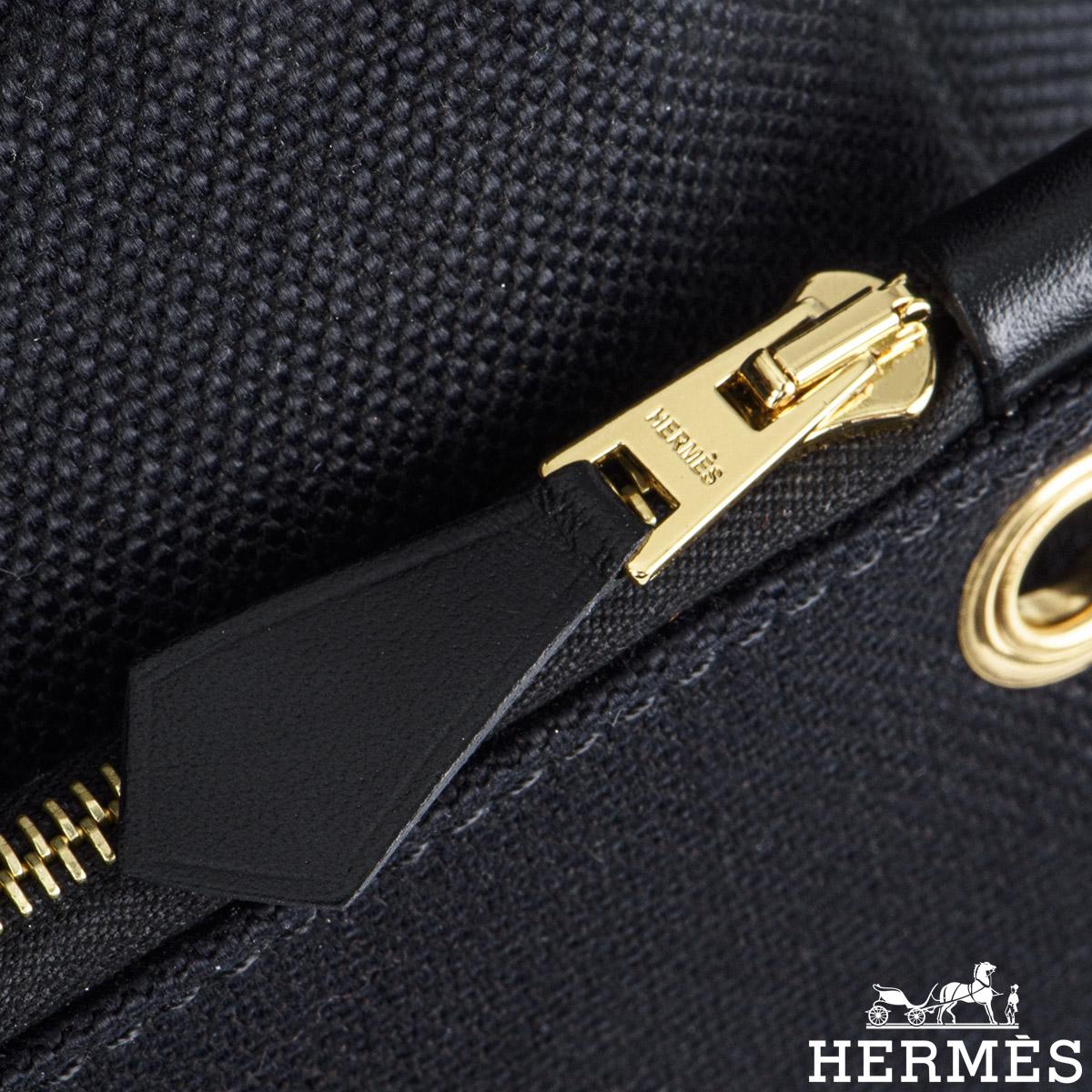 Hermès Herbag Zip Retourne 31 Noir Toile Miltaire/Vache Hunter GHW For Sale 4