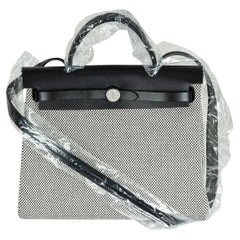 Hermès Herbag Zip Retourne 31 Quadrille Ecru Toile / Noir Hunter PHW