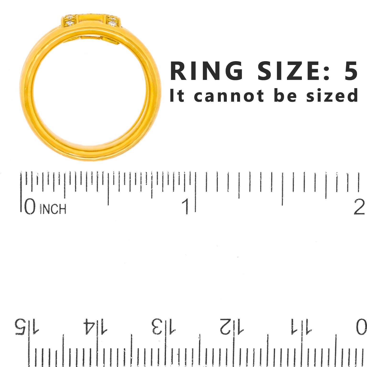 Round Cut Hermès Hercules Diamond-Set Gold Ring