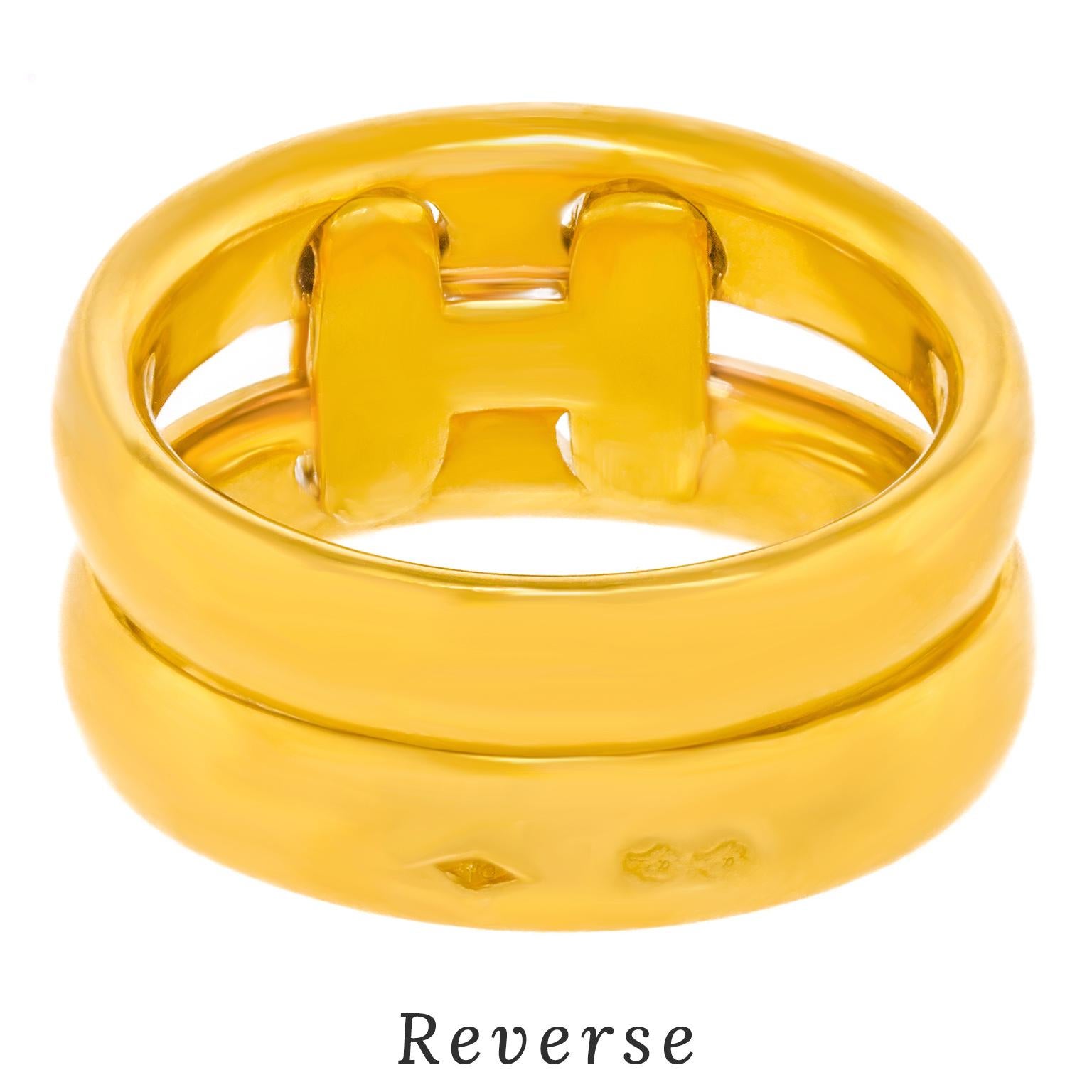 Hermès Hercules Diamond-Set Gold Ring In Excellent Condition In Litchfield, CT