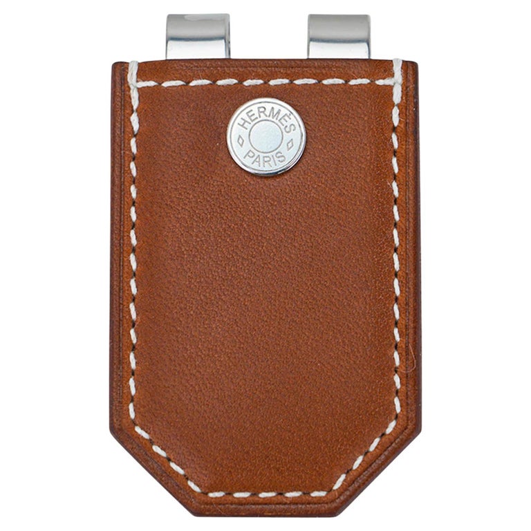 Hermes Heritage Bill Clip Fauve Barenia Leather For Sale at 1stDibs