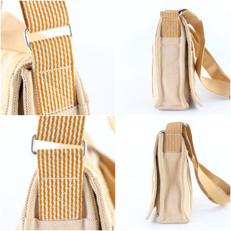 Hermès Herline 224186 Orange Canvas Messenger Bag For Sale at 1stDibs