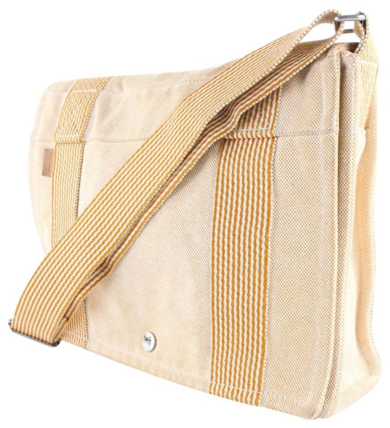 Hermès Herline 224186 Orange Canvas Messenger Bag For Sale at 1stDibs