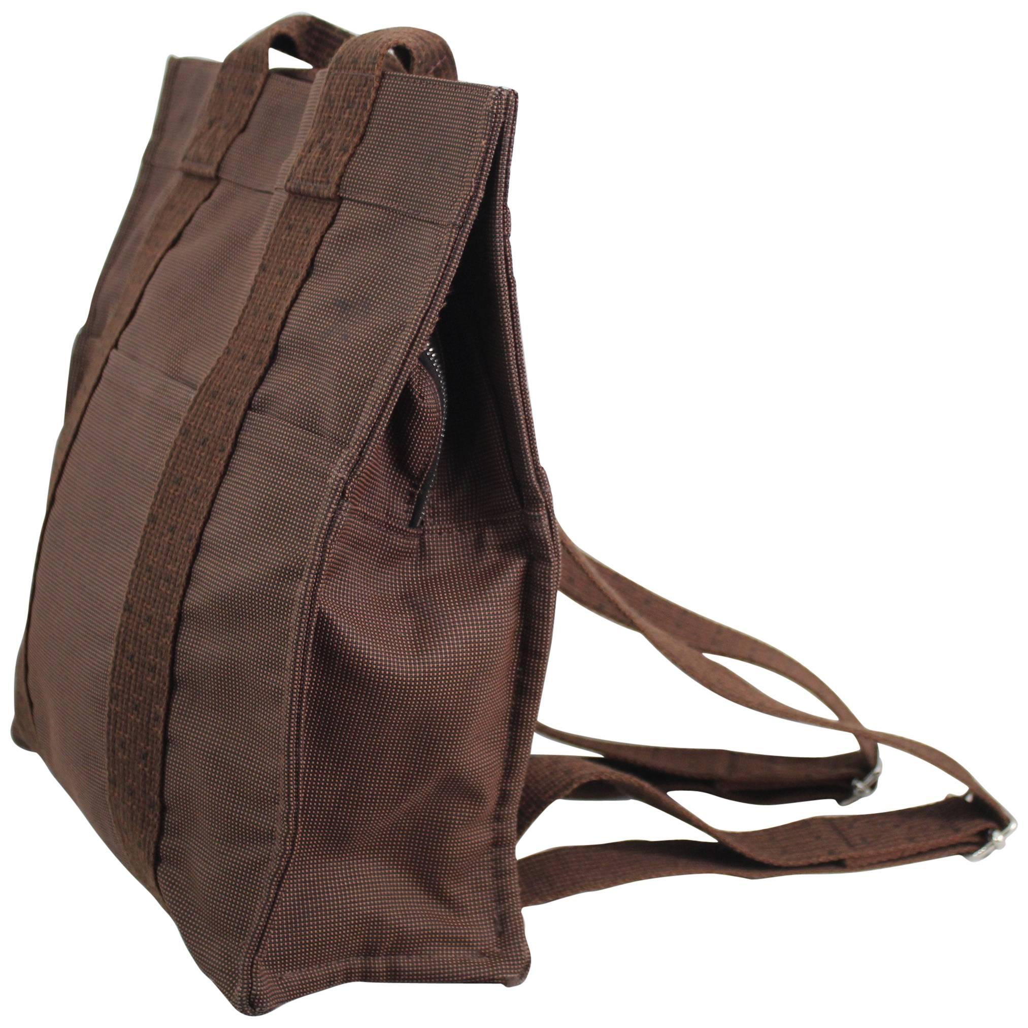 Hermes Herline Brown Canvas backpack