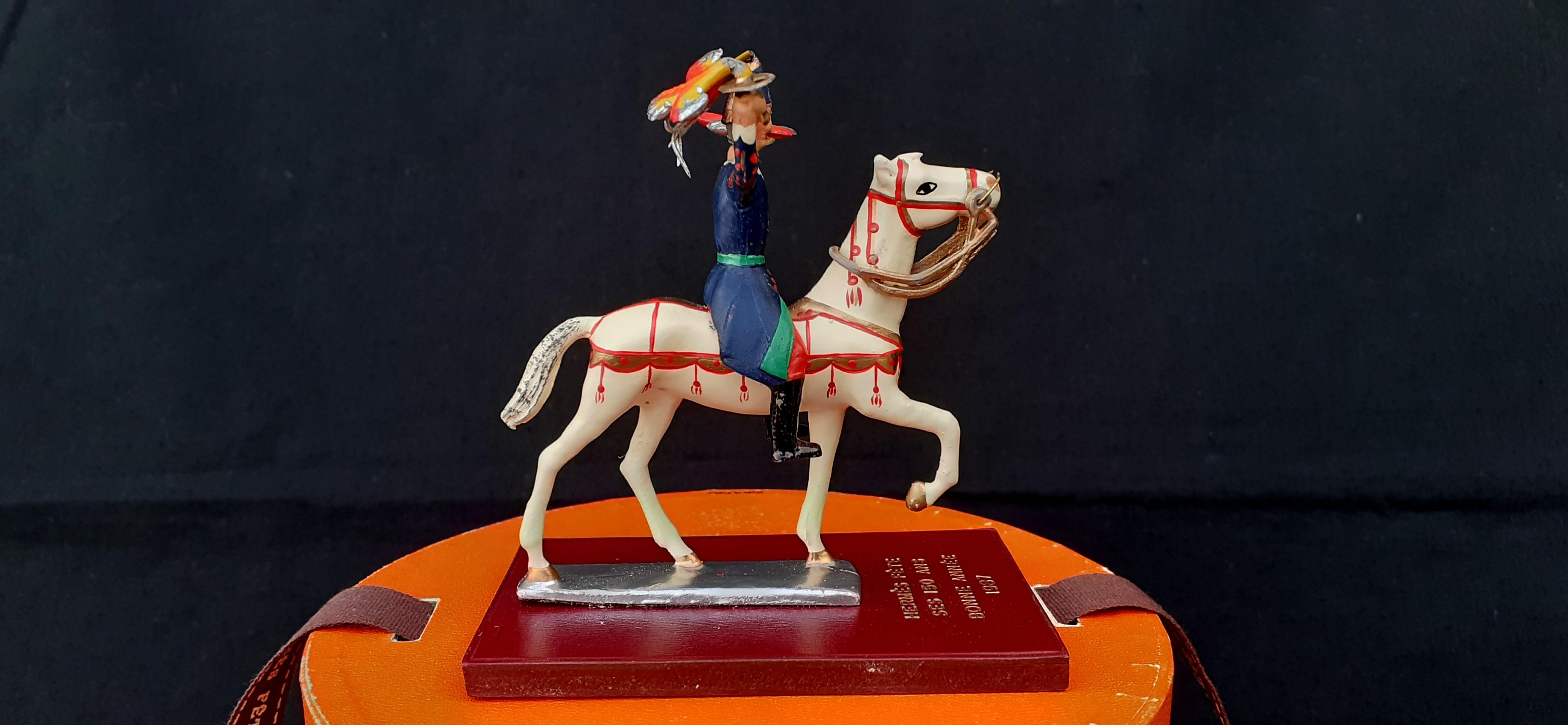 Orange Hermès Hermès celebrates its 150th anniversary Figurine Rider Horse 1837-1987 For Sale