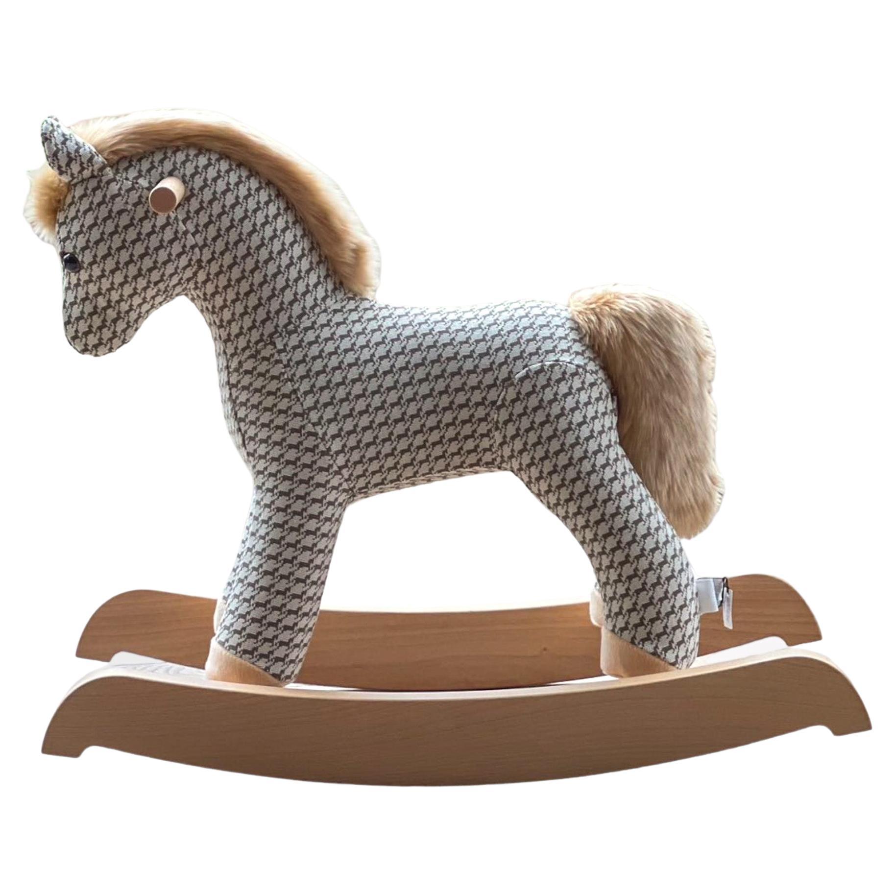 Hermes Hermy Cheval Pixel Rocking Horse In Cheval Pixel Étoupe For Sale
