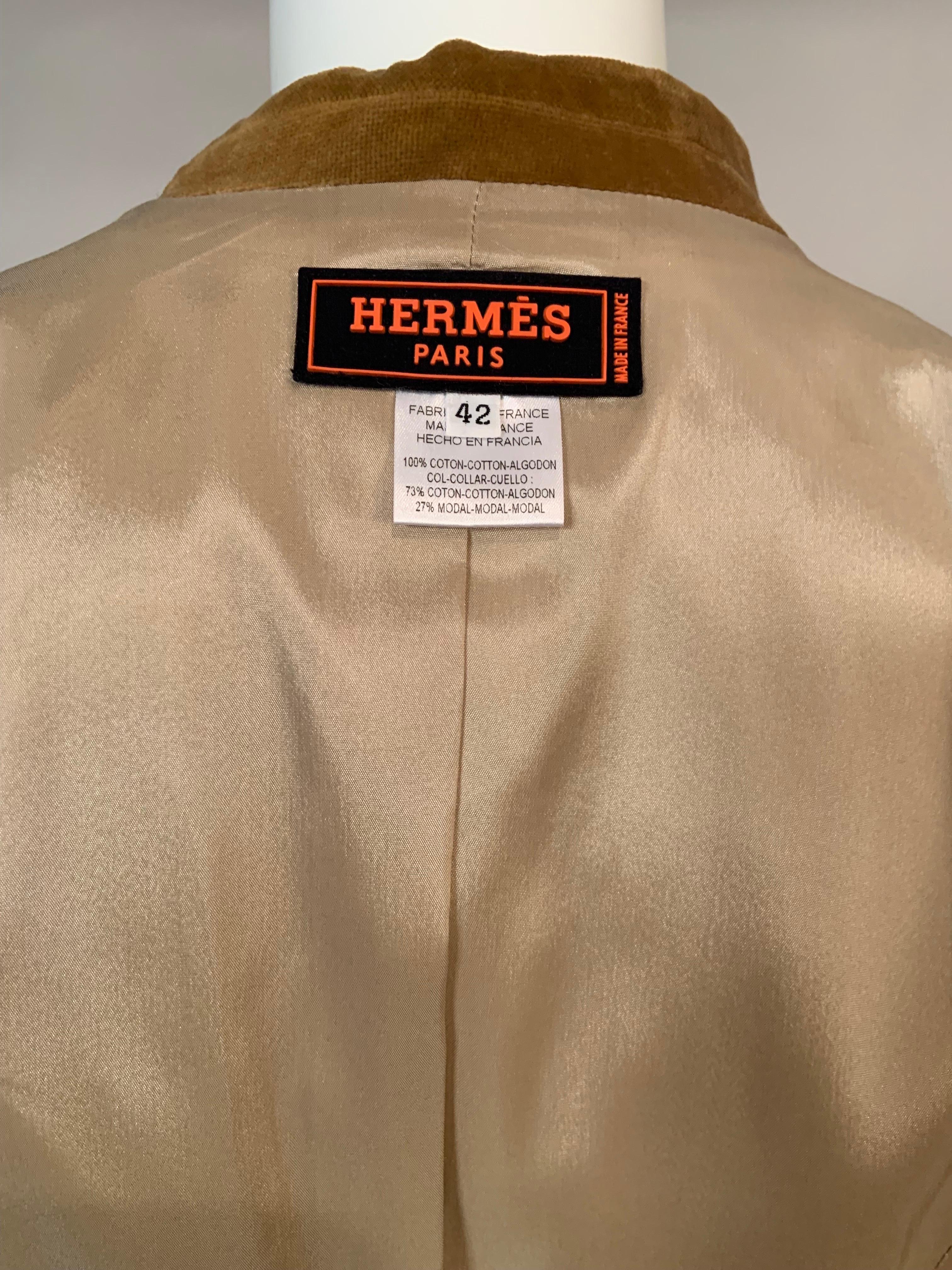 Hermes Herringbone Jacket with Velvet Collar and Cuffs For Sale 6