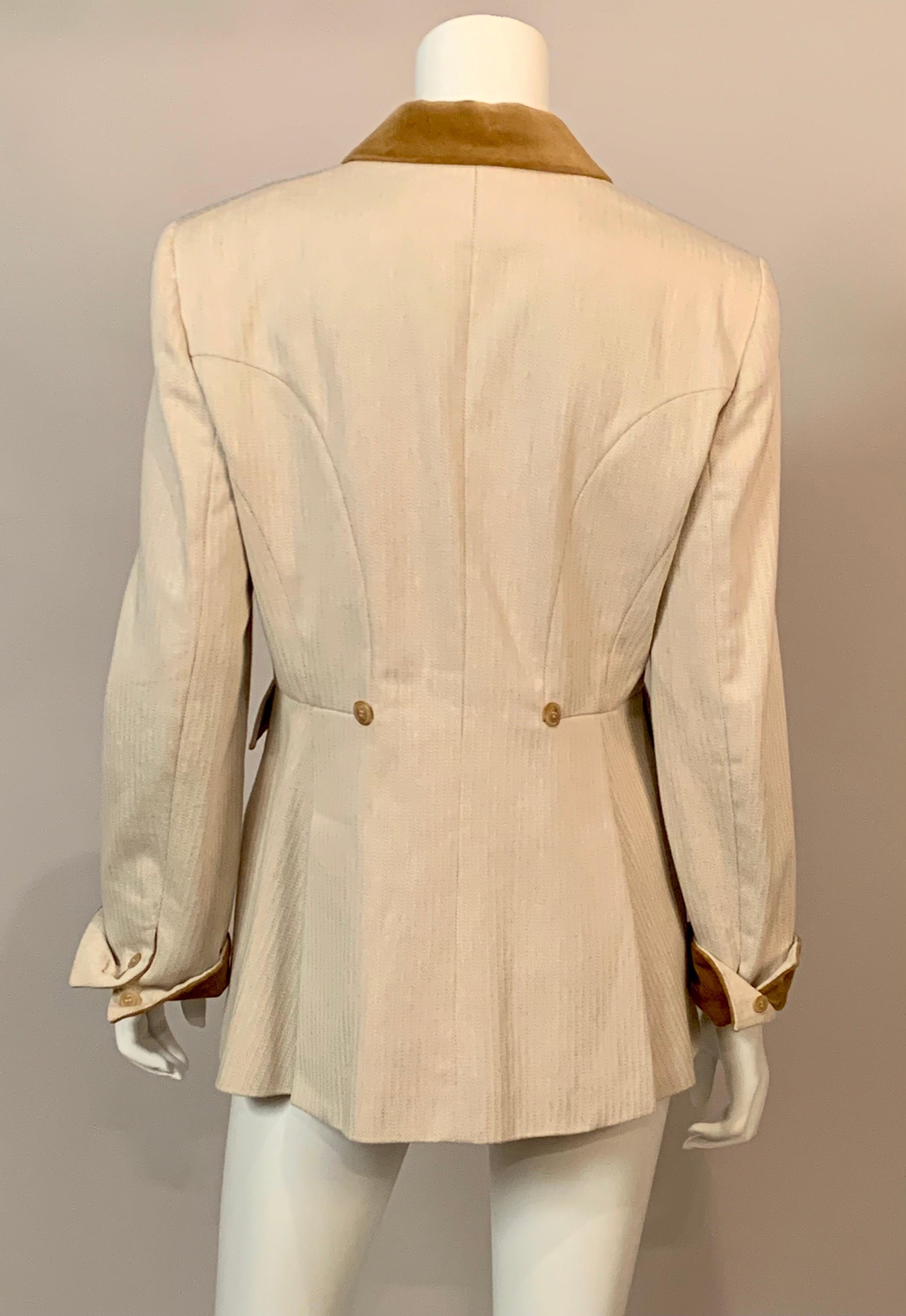 Hermes Herringbone Jacket with Velvet Collar and Cuffs For Sale 1