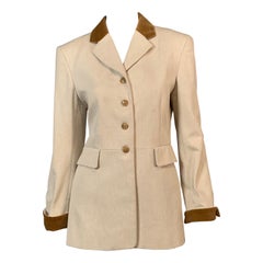 Hermès Fischgrät-Jacke mit Samtkragen und Manschetten