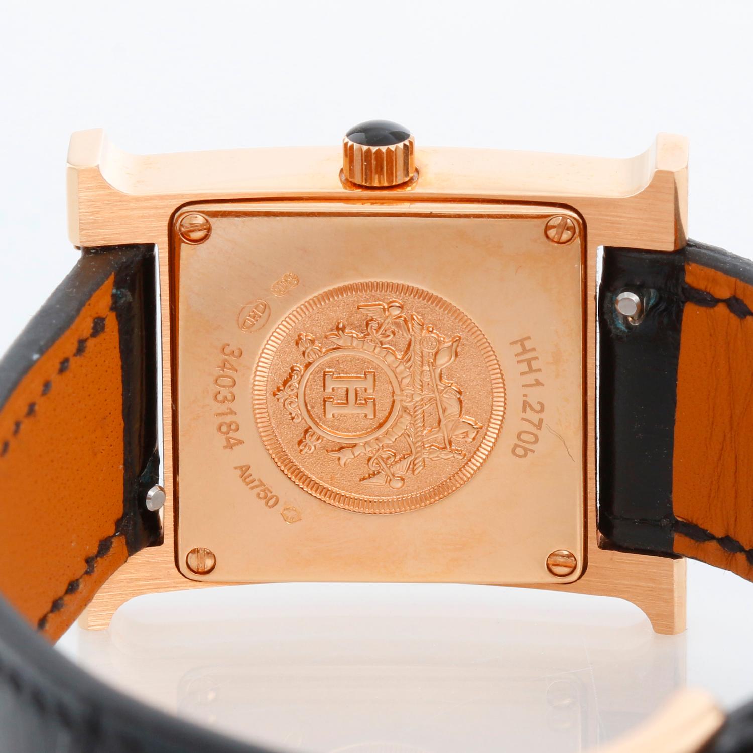 Hermes Heure H 18k Rose Gold Ladies Watch HH1.2706 In Excellent Condition In Dallas, TX