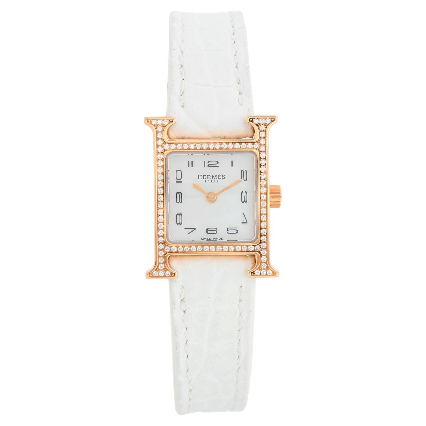 Hermes Heure H 18k Rose Gold Mini  Ladies Watch W053094WW00