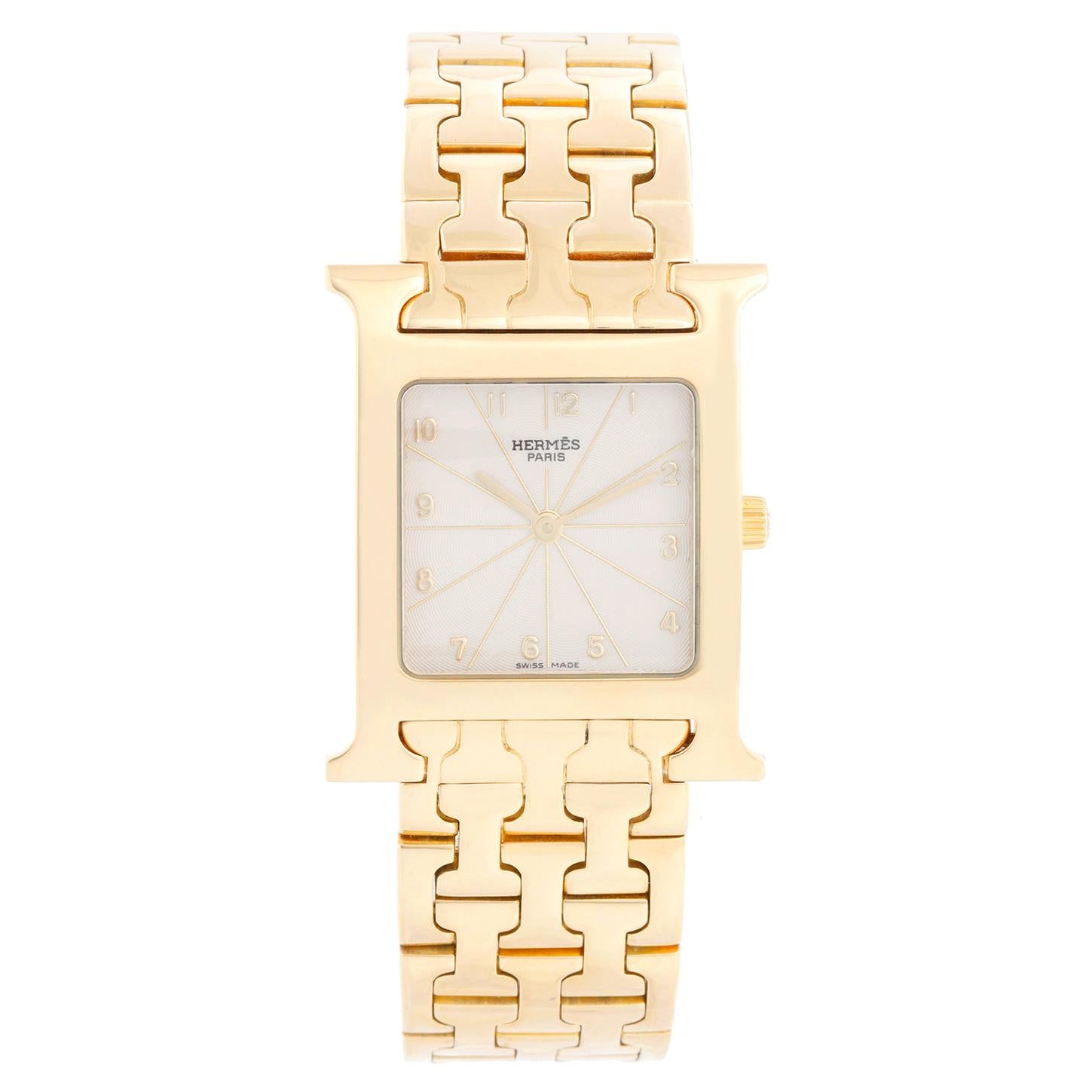Hermes Heure H 18k Yellow Gold Ladies Watch HH1-585