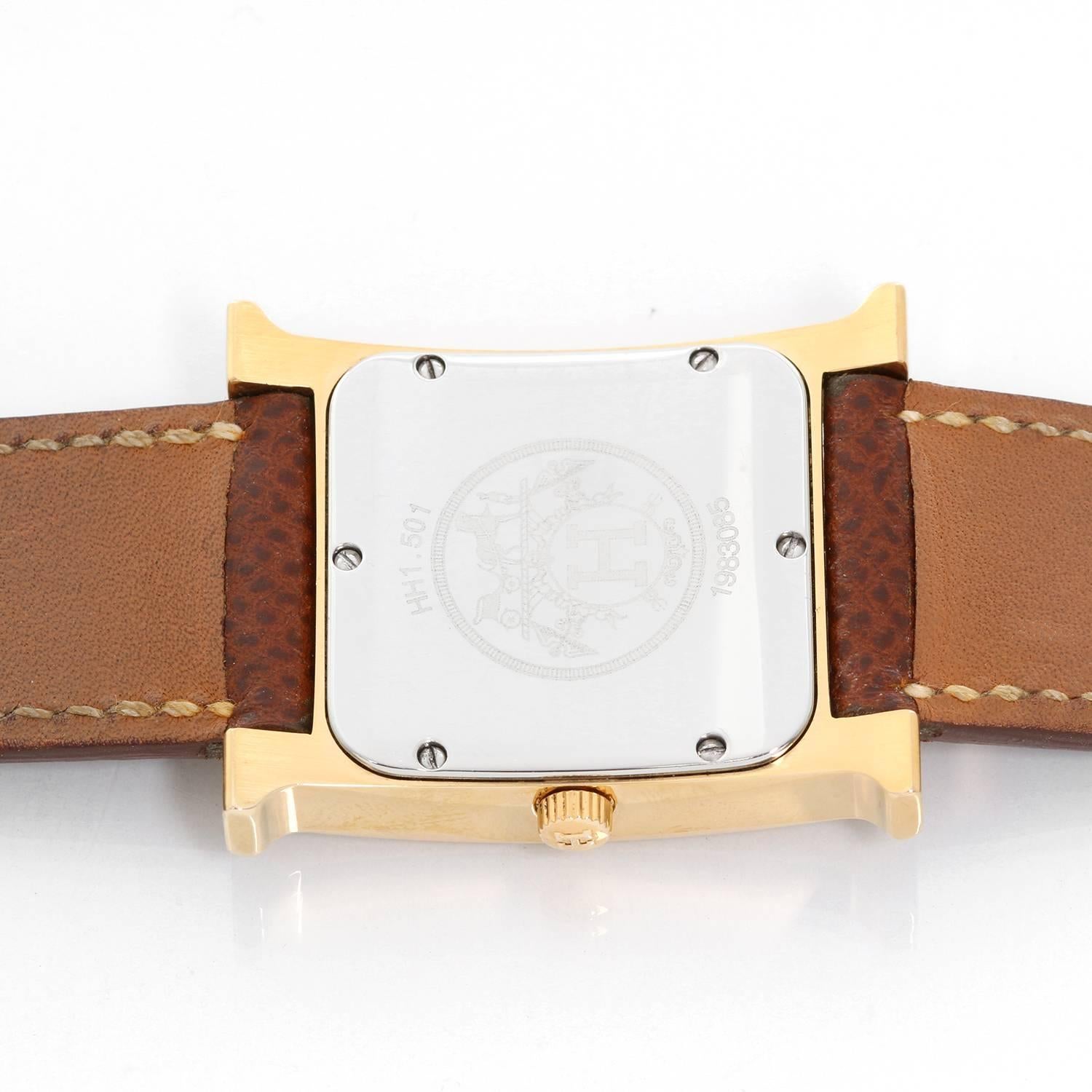Women's Hermes Ladies Gold-Plated Heure H Quartz Wristwatch Ref HH1.501