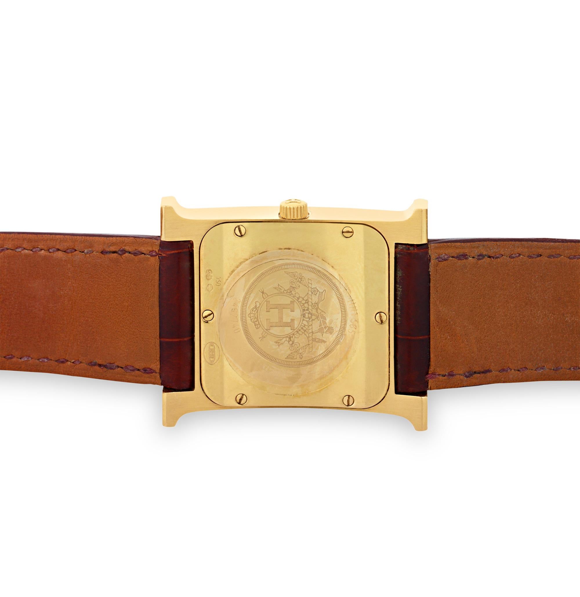 Modern Hermes Heure H 18K Yellow Gold Watch
