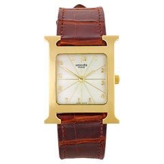 Vintage Hermes Heure H 18K Yellow Gold Watch