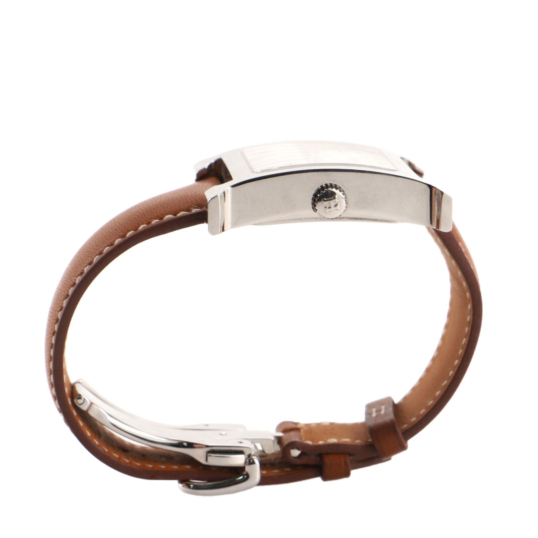 Hermes Heure H Automatikuhr Edelstahl und Leder 32 1