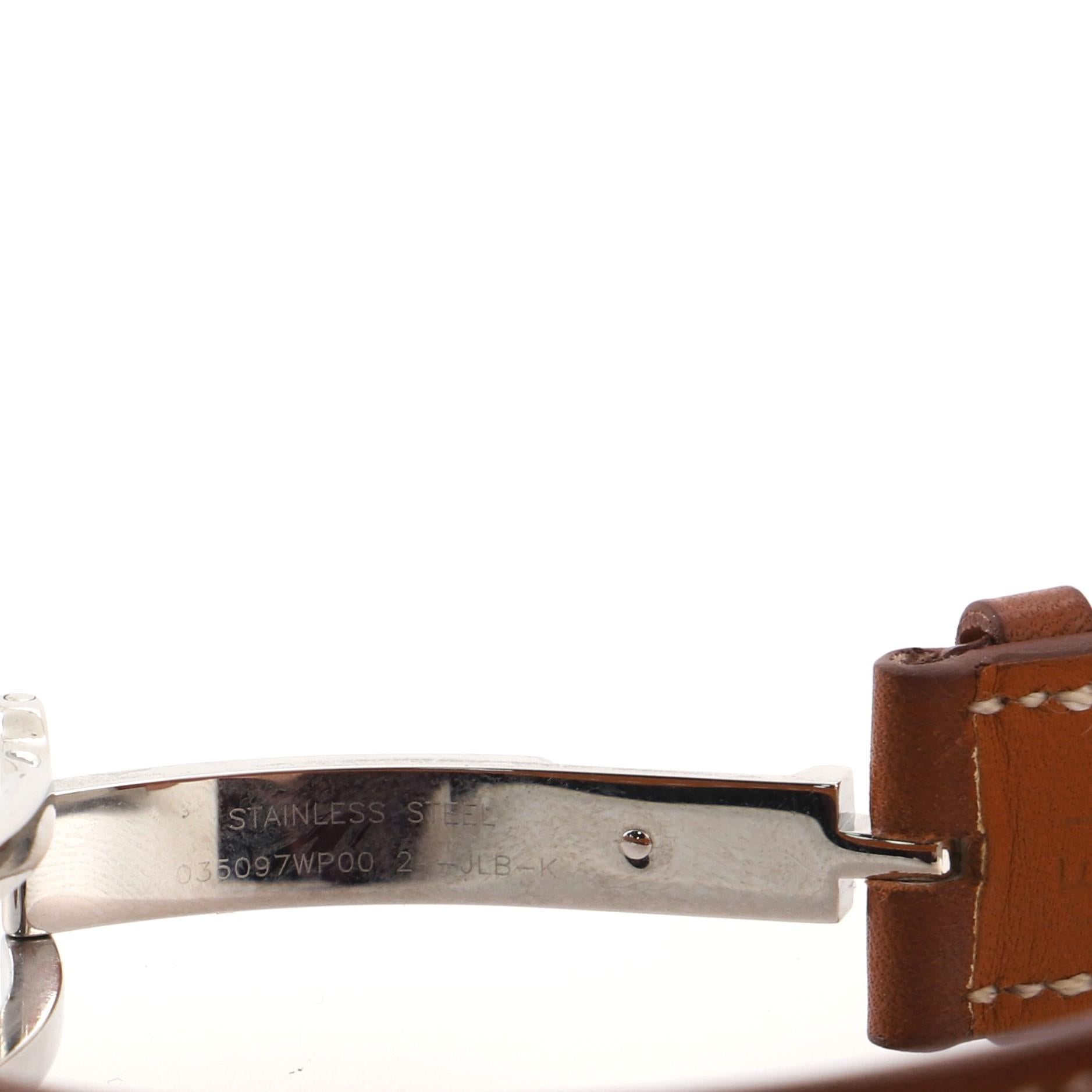 Hermes Heure H Automatikuhr Edelstahl und Leder 32 2