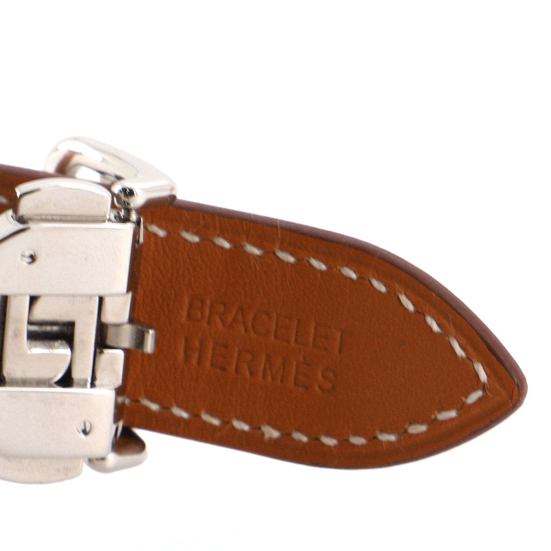 Hermes Heure H Automatikuhr Edelstahl und Leder 32 3