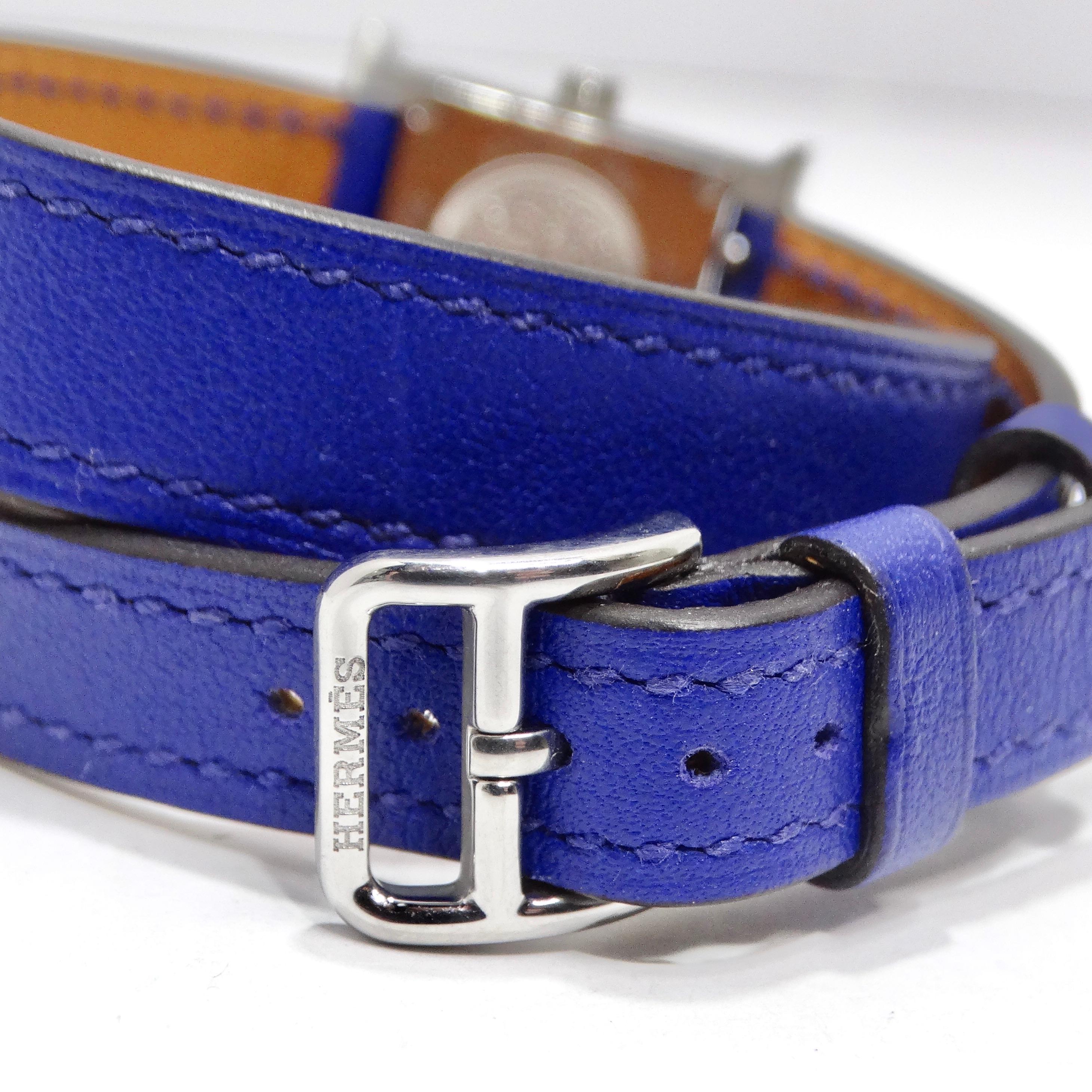 Hermes Heure H Hour Double Tour Quartz Watch Bleu Electrique 3