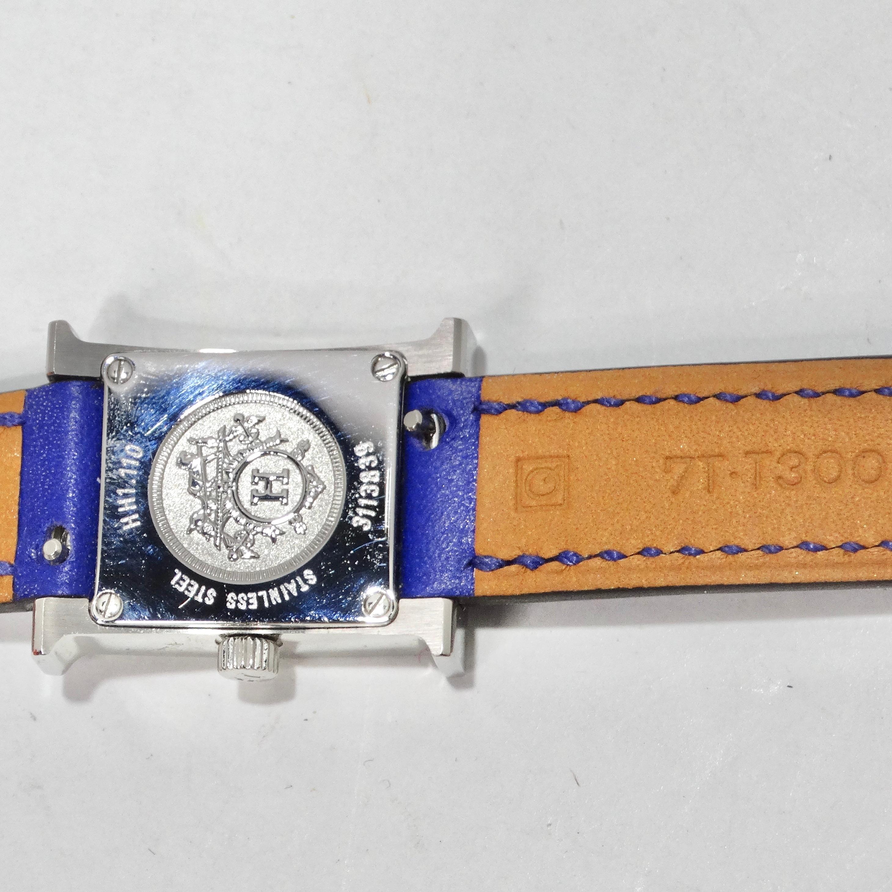 Hermes Heure H Hour Double Tour Quartz Watch Bleu Electrique en vente 3