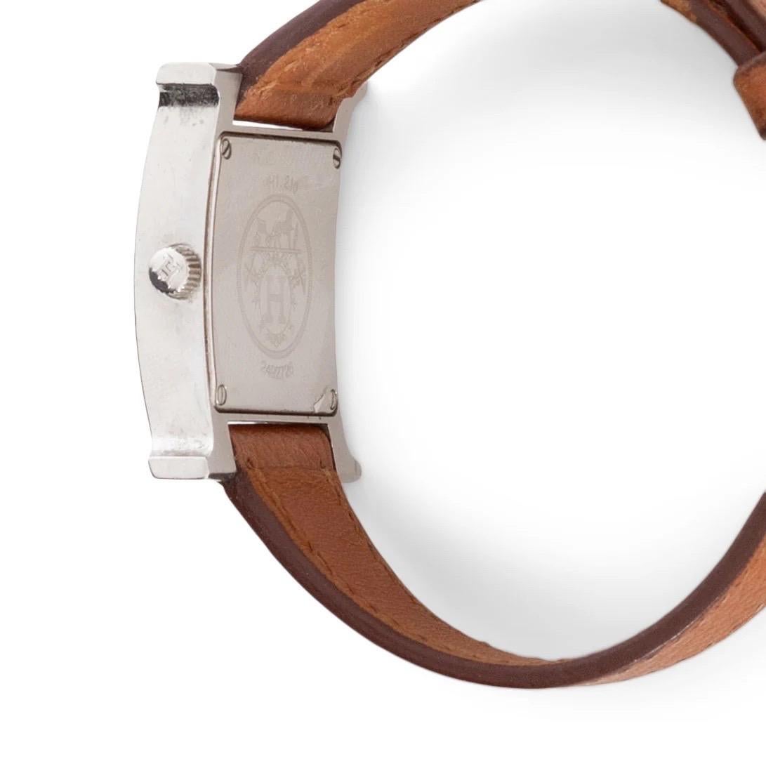 Hermès Heure H Mini Model 21mm Steel and Brown Leather Watch 2