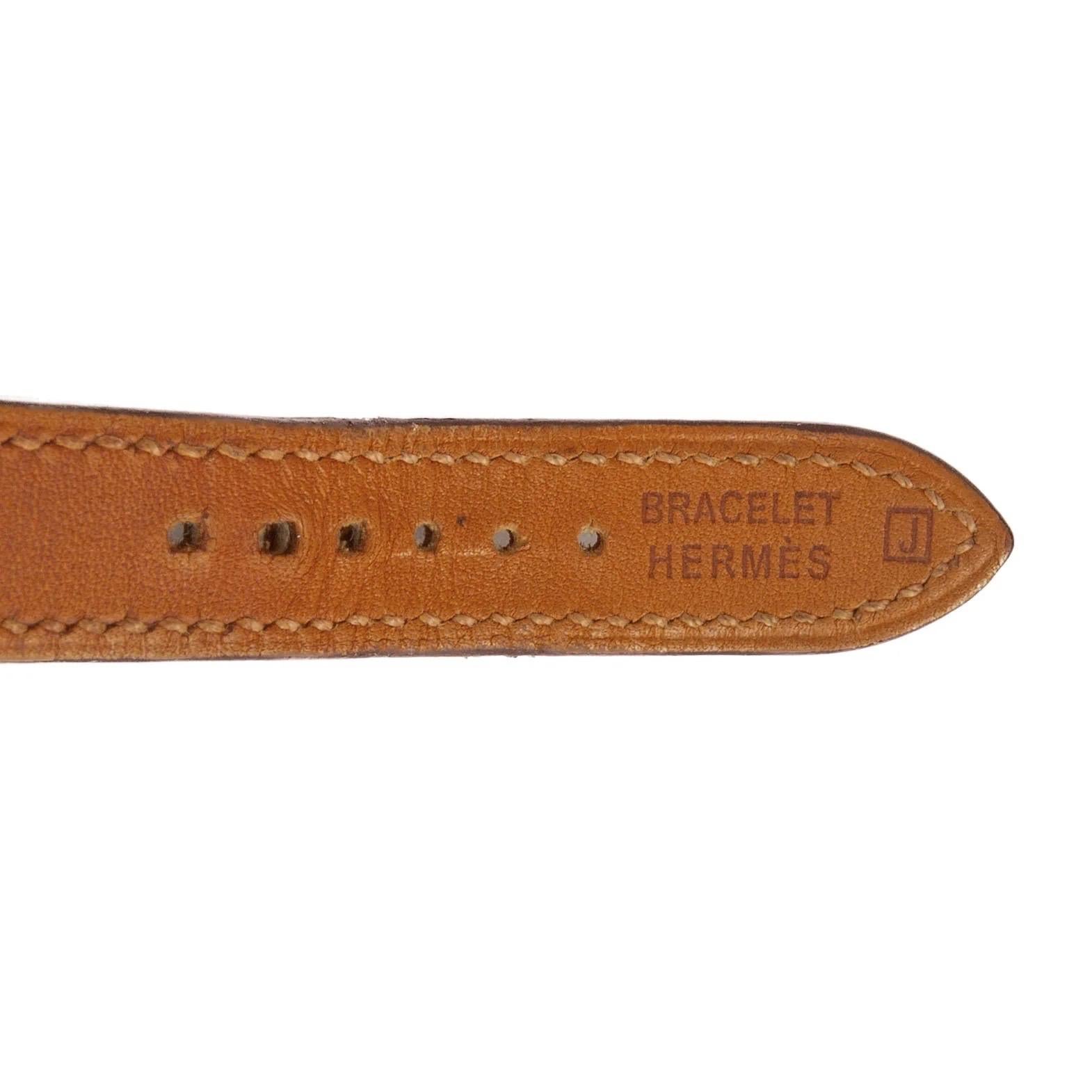 Hermès Heure H Mini Model 21mm Steel and Brown Leather Watch 3