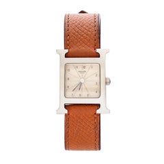 Hermès Heure H Mini Model 21mm Steel and Brown Leather Watch
