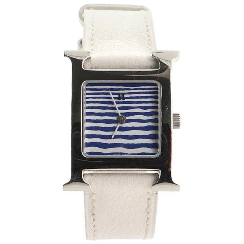 Hermès Heure H Quartz Watch Stainless Steel and Leather 21