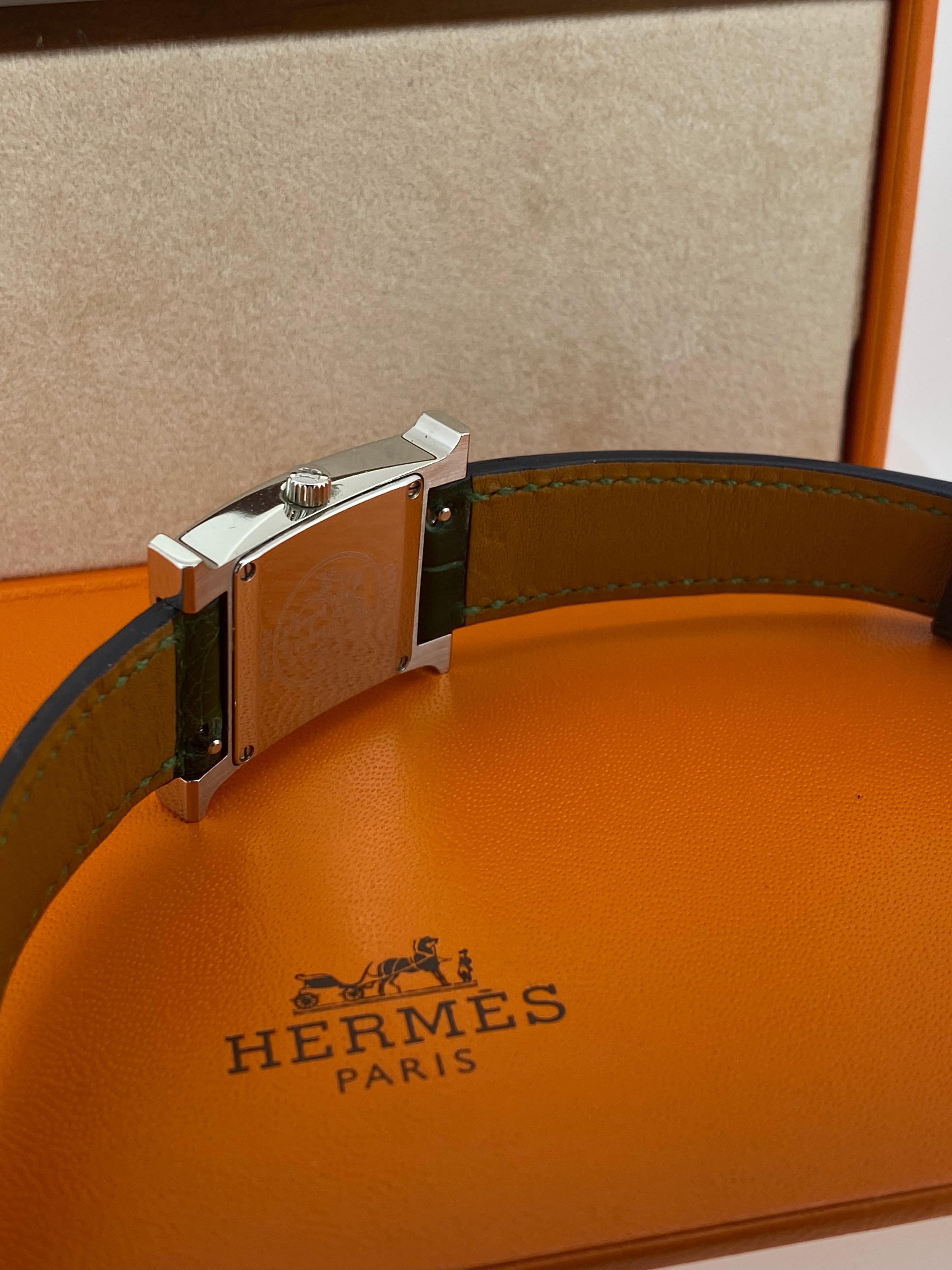 Hermes Heure H S/Stahl & Diamant Perlmutt-Zifferblatt Damenuhr, ref HI 210. im Zustand „Hervorragend“ in MELBOURNE, AU