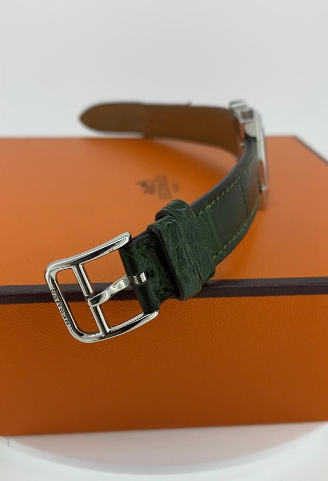 Hermes Heure H S/Stahl & Diamant Perlmutt-Zifferblatt Damenuhr, ref HI 210. 1