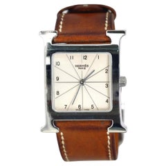 Hermes Heure H Stainless Steel White Dial Wrist Watch H1.510 30mm Leather Band