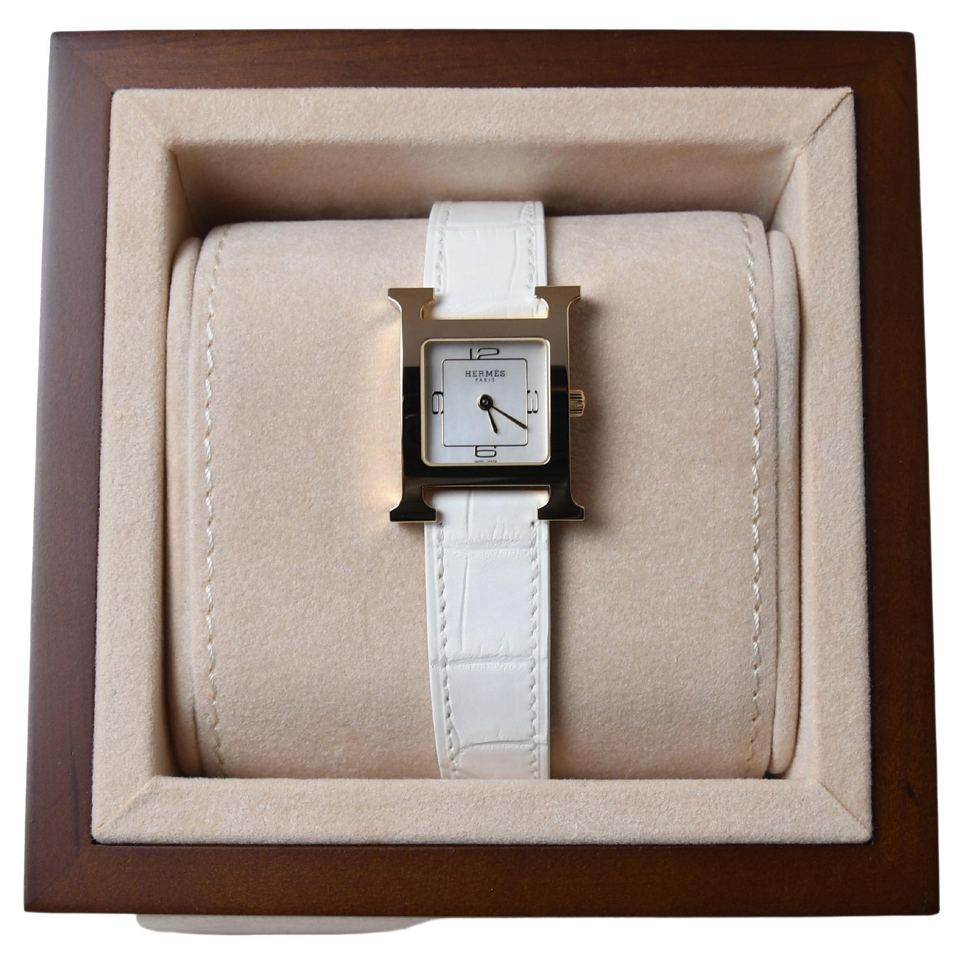 Gold Hermes H Watch - 19 For Sale on 1stDibs