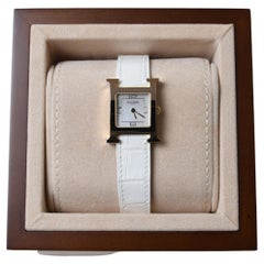 Hermes Heure H Watch Croc Rose Gold White