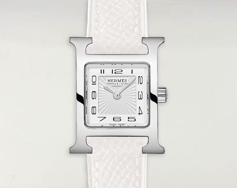Hermes Heure H watch, Mini model, 21 mm Steel Strap White For Sale at  1stDibs