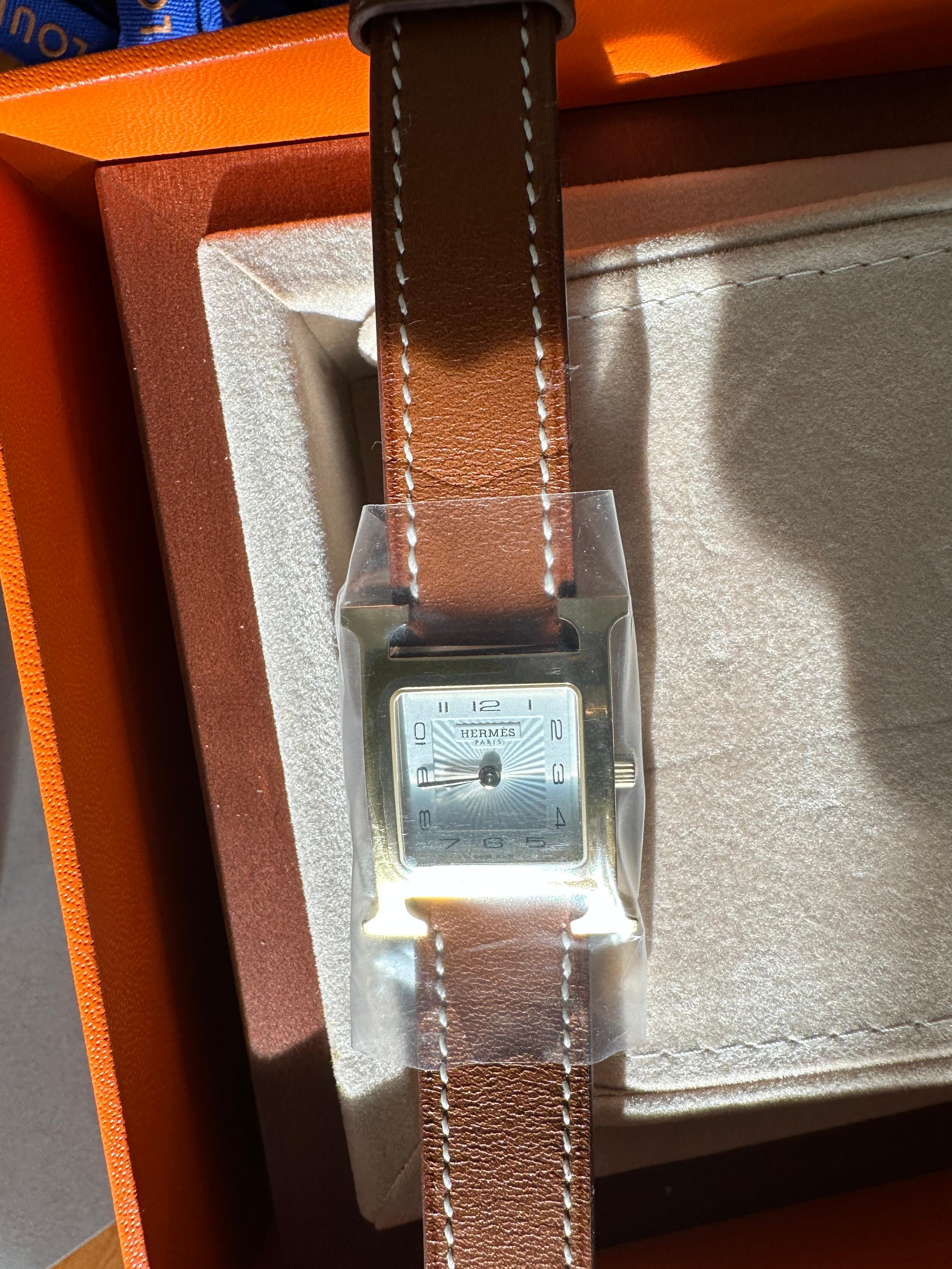 Hermès Heure H Uhr Kleines Modell 25 mm Gold Barenia Brandneu 4